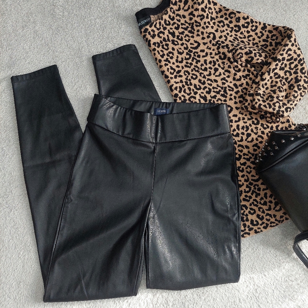 J.Crew | Vegan Leather Pants | Pull On | Skinny Legging Pants |  Black | XXS